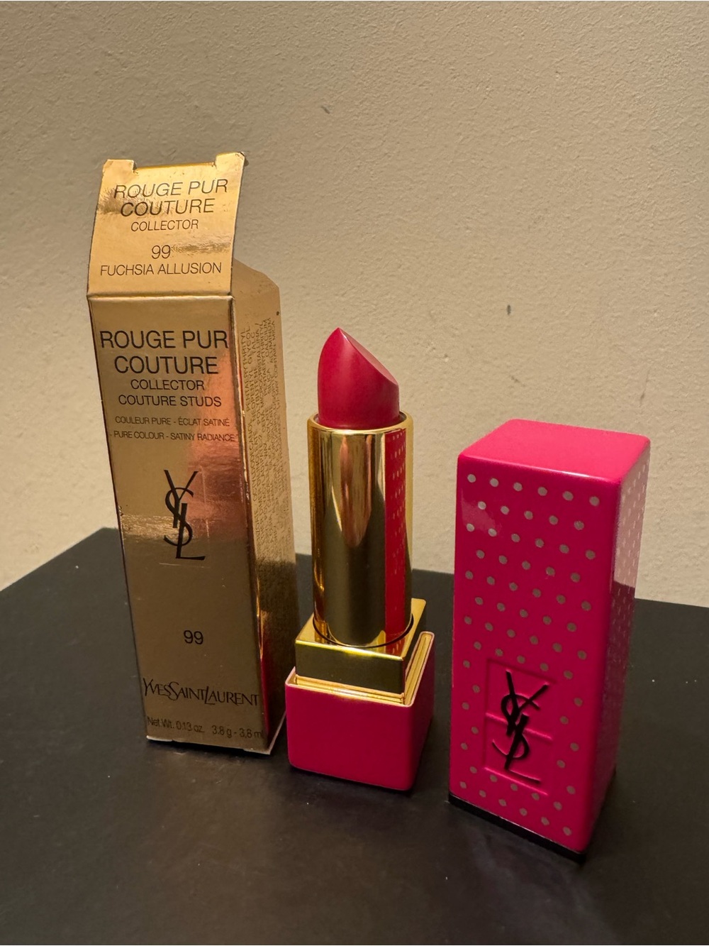 BNIB YSL LE 2019 Rouge Pur Couture Studs Lipstick 99 Fuchsia Allusion - Picture 3 of 11